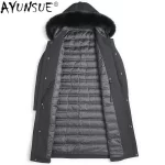 AYUNSUE High-end Real Fur Parka Men's Winter Jackets Detachable Mink Fur Liner Fur Coat Men Hooded Fox Collar Long Parkas - Image 4