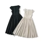 YENKYE High Street Women Sexy Backless Pleated Swing A-line Midi Dresses Short Sleeve Low Waist Elegant Party Dress Black Robe - Image 2