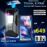 【World premiere】Unihertz by 8849 Tank 4 pro Smartphone 5G with 720P Projector Dimensity 8300 36GB+1TB Cellphone 3k AMOLED