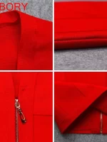 HQBORY Deep V Plunge Red Bandage Women Dress Evening Maxi Long Sleeves Black Zipper Supper Mini Dress Bodycon Party Club Vestido - Image 6