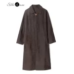 Old Money Style Coffee Retro Lapel 100% Natural Mulberry Silk Gambiered Guangdong Gauze Women's Fashionable Windbreaker Jacket