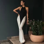 Talenza Elegant Evening Dress Women Fashion Slim Sleeveless Shrinking Clash Long Dress Vintage High Waisted Luxury Summer Dress - Image 4