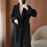 Wool Coat Women's Wear 2024 Autumn/Winter Fashion Temperament Double sided Cashmere Coats with Belt Elegant Long Overcoat - Image 2