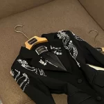 TWOTWINSTYLE Slimming Solid Spliced Diamond Jacket For Women Laple Long Sleeve Temperament Spring Jackets Female New KJA527627 - Image 2