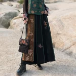 High Quality Floral Embroidery Long Skirt Women New Arrival 2025 Spring Chinese Style Vintage Ladies Elegant A-line Skirts M932 - Image 4