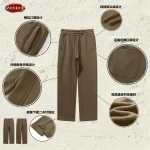 ZODF 2024 Autumn Winter 345sm Fleece Straight Pants For Men Unisex Loose Comfortable Sport Solid Trousers Brand Bottoms HY0864 - Image 4