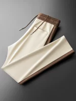 JSBD Spring and summer ice silk Modal color patchwork pants fashion men's straight leg sports sweatpants casual pants