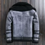 Natural Sheep Fur Coat Men's Winter New Fashion Motorcycle Jacket Double Layered Collar Gray Fur Jackets Zipper Warm Outwears FC - Image 4