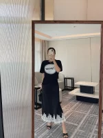 Satin Lace Patchwork Midi Skirt 2025 Women A-line Elegant Smooth Skirt Women Clothing - Image 3