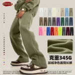 ZODF 2024 Autumn Winter 345sm Fleece Straight Pants For Men Unisex Loose Comfortable Sport Solid Trousers Brand Bottoms HY0864