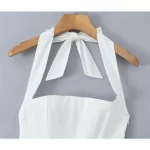 YENKYE Sexy Backless Mesh Patchwork Halter Dress For Women Lace Up Back White Black Elegant Party Dresses A-line Midi Long Robe - Image 5