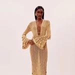 Shinny Sequin Knitted Maxi Dress Deep Neck Lace Up High Waist Long Robes See Though Party Club Dresses 2025 New Lady Clothing - Image 2