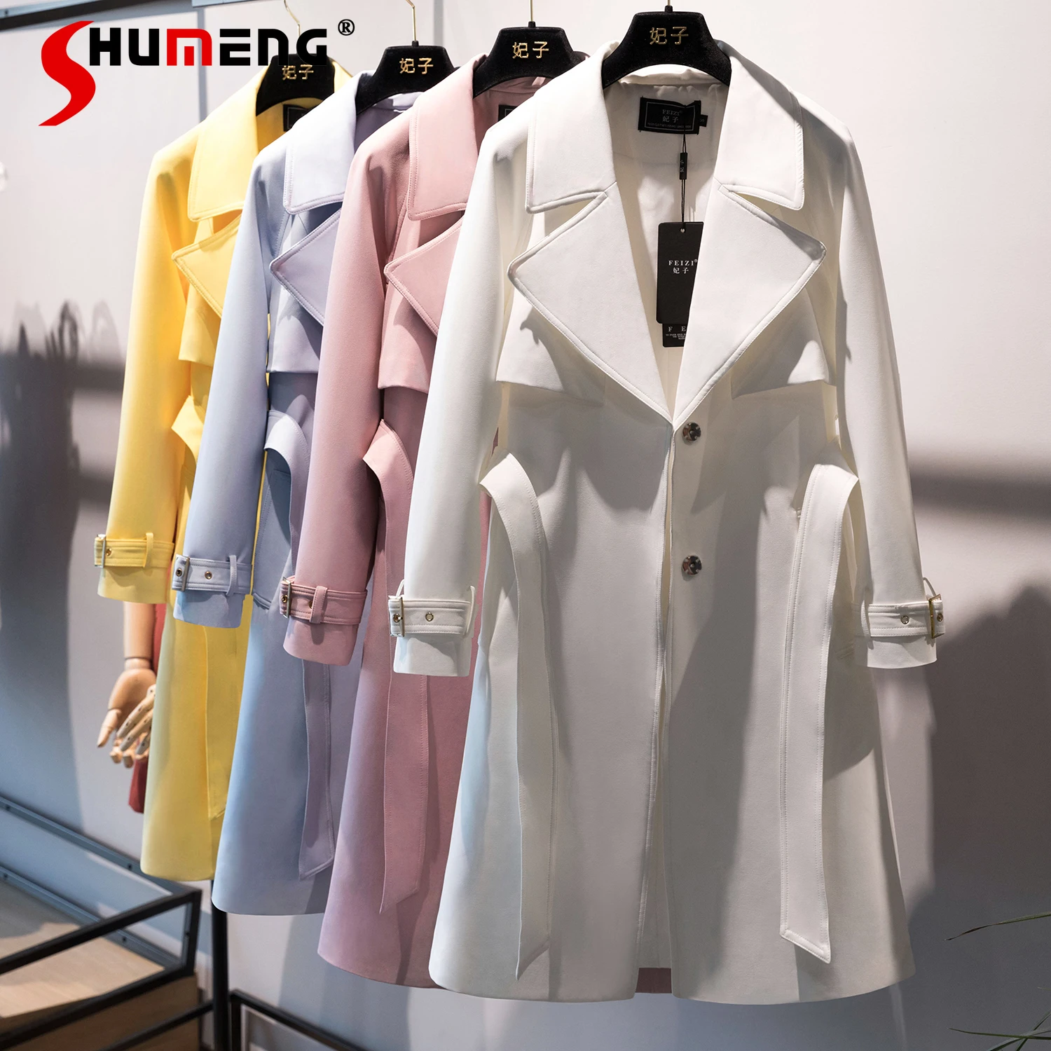 kf-S65e0c5af32b947aa9025c8ed30d8c3b7D Trench Coat Women 2024 New Spring Autumn Fashion Simple High-End Temperament Chic Mid-Length Trench Long Sleeve Solid Color Coat - Image 1