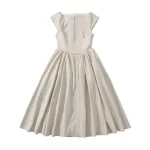 YENKYE High Street Women Sexy Backless Pleated Swing A-line Midi Dresses Short Sleeve Low Waist Elegant Party Dress Black Robe - Image 4