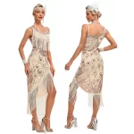 Plus Size 1920s Vintage Fringed Gatsby Sequin Beaded Tassels Hem Flapper Dress Sexy One Shoulder Gastby Dress for Women - Image 3
