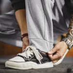 Maden Men's Casual Easypants Elastic Waist Solid Color Breathable Sweatpants Straight-Leg Cuffed Sports Training Pants for Fall - Image 4