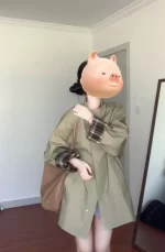 British Style Retro Plaid Color Block Coat Trench Coat Oversize Lazy Women's Autumn New Arrival 2025 Loose Fit Coat - Image 2