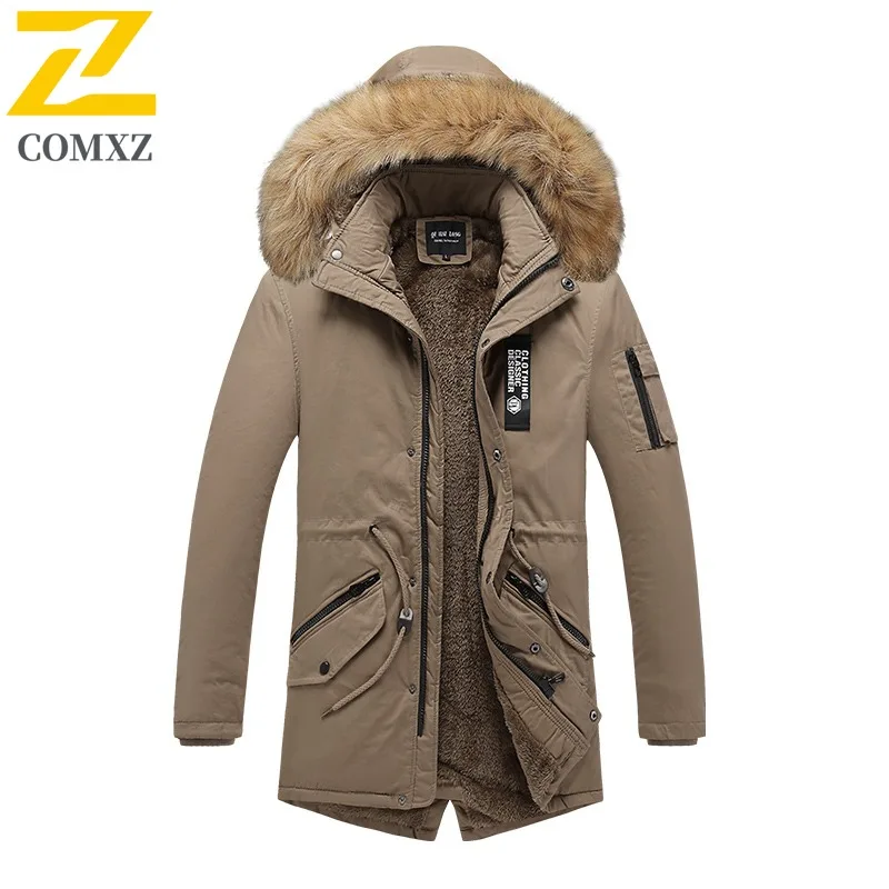 kf-S6a629d50c14447bfb26da5cb9edf3d05Y COMXZ 2025 Men Cotton Coat Winter Luxury Designer Detachable Lined Wool Collar Jacket Korean Mid-long Warm Wool Blended Overcoat - Image 1