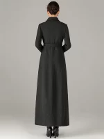 New Women Simplicity Long Woolen Coat Fashion Stand Collar Single Breasted Slim Waist Wool Blended Coat Elegant Daily Outerwear - Image 2