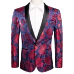 Hi-Tie Jacquard Floral Mens Suit Vest Shawl Lapel Tuxedo Blazers Sleeveless Jacket WaistcoatTie Hanky Cufflinks Wedding Business - Image 2