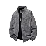 Men clothing PU Leather Jacket for Men winter Fashion Stand Collar Vintage Style Loose Versatile Casual Tie-Dye Men's Jackets - Image 4