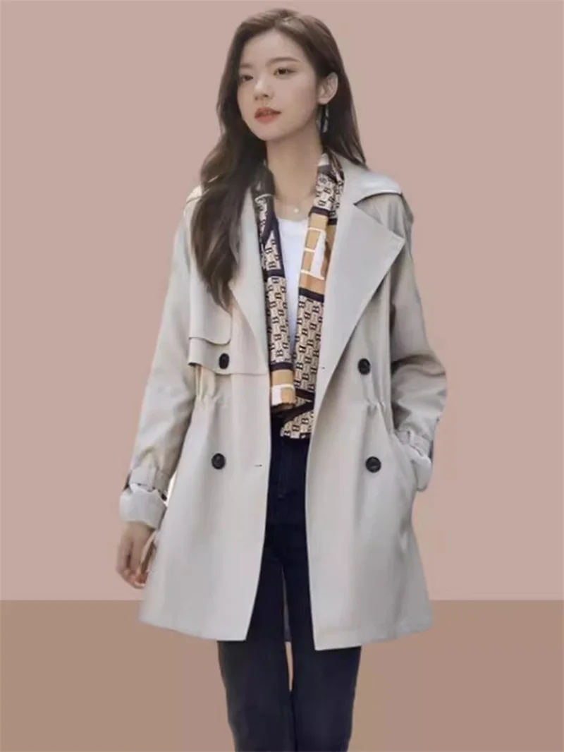 kf-S6dc42d83e95a41df96cc7cbe6576bb405 Windbreaker Women Mid length Short stature 2025 Spring and Autumn Female New British Style Coat Coat Fashionable and Fashionable - Image 1