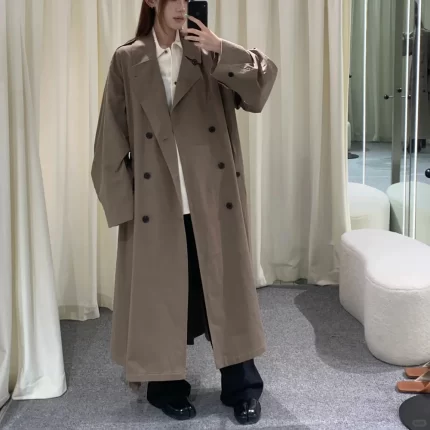 Cotton-Blend Women's Trench Coat Y2K Minimalist Style Elegant and Relaxed Fit Long Commuter Length Jacket 2025 Fall/Winter New