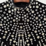 TWOTWINSTYLE Solid Slimming Fashion Midi Dresses for Women High Neck Long Sleeves Patchwork Diamonds Elegant Dress Female New - Image 4