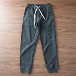 372# Autumn Winter New Heavyweight Mesh Knitted Sweatpants Men's 100% Cotton Washed Elastic Waist Casual Sports Ankle-tied Pants