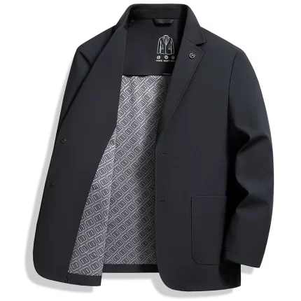 Logo-less Style Men Essential Blazers Blue Khaki Suit Jacket Notched Collar Modern Slim Cut Attire for Business Travel & Daily