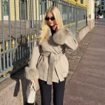 TARUXY Fox Fur Woolen Coats Women's Short Coat Office Lady Removable Elegant Double-sided Wool Overcoat 2025 New Cardigan Jacket - Image 3