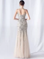 Sexy elegant long wedding evening dresses for women 2025 mesh birthday party dresses woman pink maxi sequin summer dress vestido - Image 2