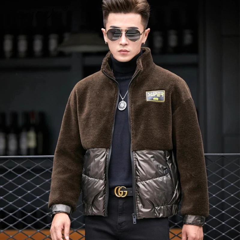 kf-S736e5f832c224cae9bd00376c468faffk Tcyeek Real Wool Jacket Men Winter Clothes Warm Sheep Shearling Coat 90% White Duck Down Mens Coats 2025 Пальто Зимнее - Image 1