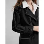 TOYOUTH Women Windbreaker 2025 Spring New Contrasting Color Lapel Collar Medium Long Workwear Jacket With Waistbelt - Image 4