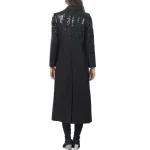 QMQA Fashion Women's Trench Solid Heavy Industry Sequine Splice Lapel Long Sleeve Double Breasted Elegant Windbreaker 1A113 - Image 3