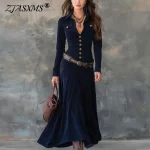 Autumn Winter Solid Soft Velvet Long Dress Woman Elegant Turn-down Collar Button Party Dresses Femme Long Sleeve Slim Maxi Dress