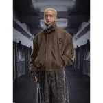 Men's Winter Padded Jacket Fur Collar Thickened Warm Loose Vintage Coat High Street Style Cross Embroidery Parka Men Streetwear - Image 3