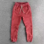 2025 Spring and Autumn New American Retro Loose Casual Sport Sweatpants Men's 82% Cotton Washed Old Elastic Ankle-tied Trousers - Image 3