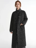 ​DUSHU 2025 Winter Women's Premium Wool Blend Stand Collar Long Overcoat - Elegant and Warm Coat for Casual and Office Occasions - Image 3