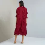 2024 Miyake Wrinkle Original Design Handmade Diamond Wrinkle Fashion Elegant Loose Mid Length Party Dress Spring Best Seller - Image 2