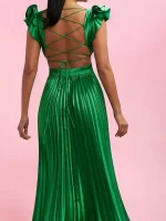 Lady Temperament Backless Bandage Dresses Fashion Bronzing Sleeveless Hollow Evening Dress Luxury Solid High Waist Banquet Dress - Image 3