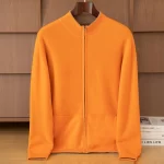New Product Men's Double Sided Half High Neck Zipper Cardigan Autumn Winter 100% Merino Wool Knit Sweater Casual Men's Clothing