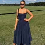 Mingmingxi Elegant Dress for Summer Pink Spaghetti Strap Midi Dress with Pocket Long Party Dresses Holiday Women Clothing - Image 2