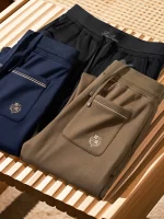 JSBD Autumn Italian old money style simple luxury stretch cotton men's sport straight-leg sweatpants and casual pants