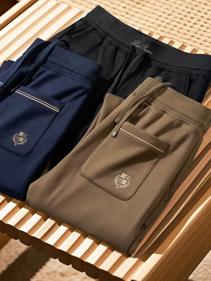 JSBD Autumn Italian old money style simple luxury stretch cotton men's sport straight-leg sweatpants and casual pants