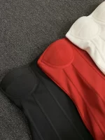 Real Photos Women New Bandage Dress Strapless Laced Up Back Flowers Hem Bodycon Mini Celebrity Evening Party Birthday Dresses - Image 3