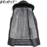 AYUNSUE High-end Real Fur Parka Men's Winter Jackets Detachable Mink Fur Liner Fur Coat Men Hooded Fox Collar Long Parkas - Image 3