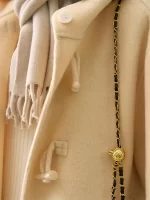 Women Long Wool Blend Coat with Hood Loose Fit Cream Duffle Coat Winter Warm Overcoat for Casual & Daily Wear - Image 5