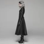 PUNK RAVE Women's Dark Punk Front Zipper Stand Collar Maxi Overcoat Goth Stage Performance Cosplay Womens Trench Long Coats - Image 2