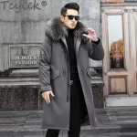 Tcyeek 2023 Warm Natural Mink Fur Liner Detachable Coats Fashion Mens Real Fur Jacket Winter Coat Men Clothes Korean Men's Parka - Image 2